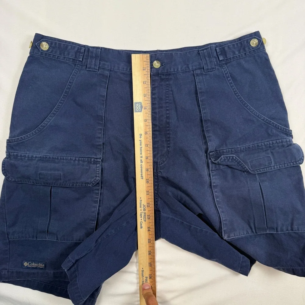 Columbia Mens Navy Blue Cotton Canvas Cargo Hiking Shorts Size 35 Waist